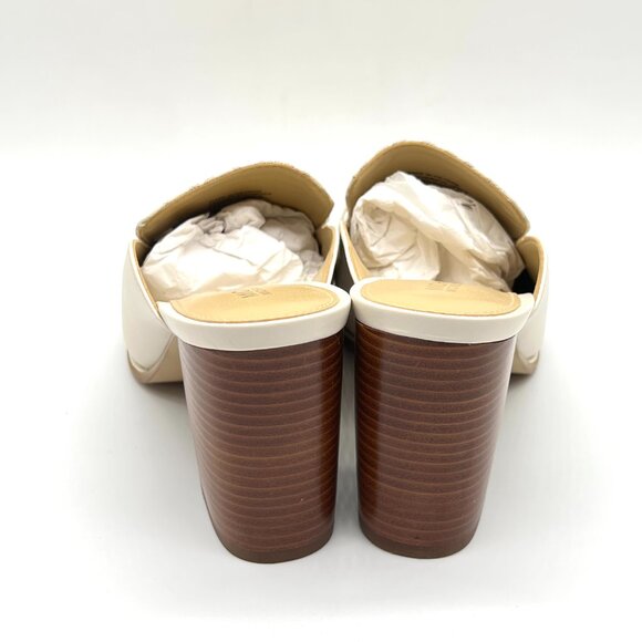 MICHAEL Michael Kors Womens Size 6.5 Cream Leather Heels Mules Clogs Shoes - Picture 7 of 14